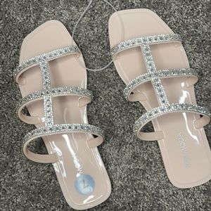 Beige Rhinestone Sandals